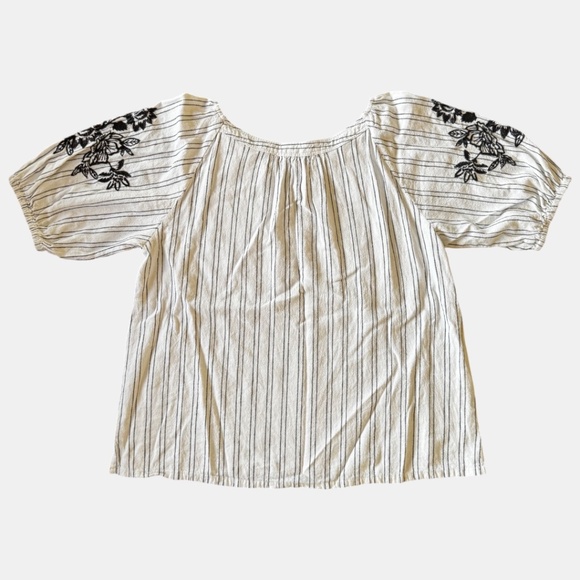 Anne Taylor LOFT Women's Linen/Cotton Black and White Embroidered Blouse XS - Picture 7 of 7